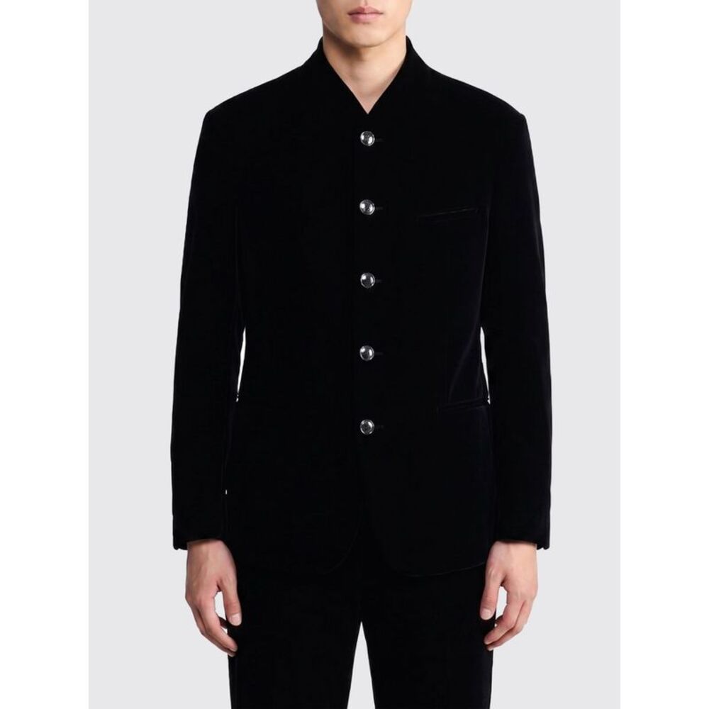 Giorgio Armani Men Giorgio Armani Single-Breasted Black Velvet Ceremony Blazer